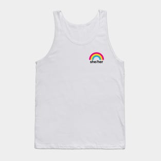 She/Her Pronouns Pansexual Rainbow Tank Top